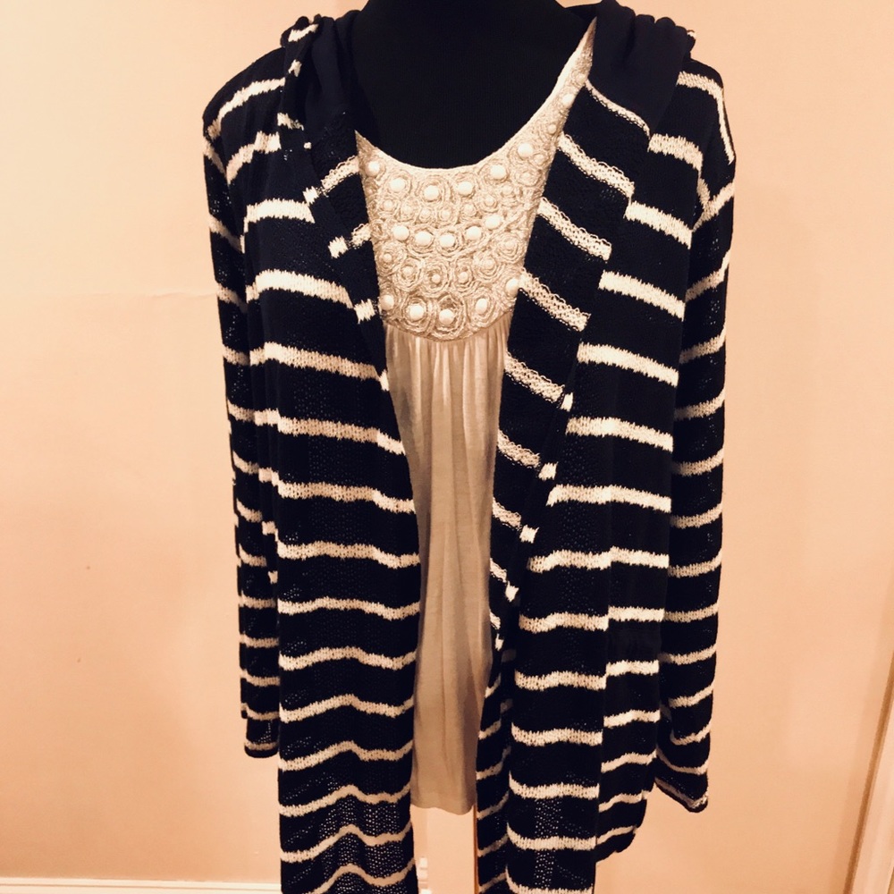 🔥HOST PICK🎉 navy /white tie sweater hooded